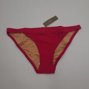 J. Crew Ribbed-trim Hipster Full-coverage Bikini Bottom in Pink Size M